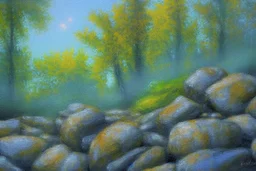 Rocks, trees, friedrick eckenfelder impressionism painting