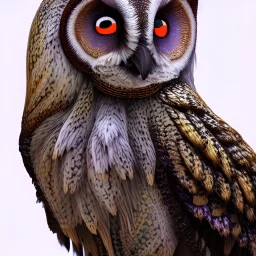 A portrait of a magical creature, mythical, fantasy , magnificent, majestic, highly intricate, Realistic photography, incredibly detailed, ultra high resolution, 8k, complex 3d render, cinema 4d, owl/fox, creature hybrid, high resolution photo, trending on artstation, psychedelic, blacklight colors