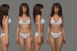 Female character 19 years full anatomy Proportions of the character the head-to-body ratio . Create a distinctive silhouette that helps the character stand out and be easily recognizable Design the character's face, including the shape of the head, eyes, eyebrows, nose, mouth, and ears. Consider the . Front, Side, and Back Views: Provide multiple views of the character, including front, side, and back mode sheet .