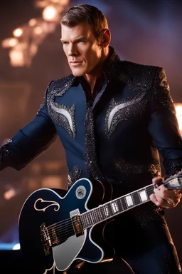 Alan Ritchson/Leonard Nimoy/Paul Stanley/Elvis Presley hybrid as Steven J. Kankels