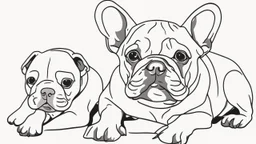 French bulldog face drawed one line