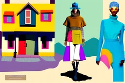whimsical arafed nonsense, patchwork vibe, acrylic and ink painting of a cozy village main street on undulating hills with color (((minimal))) sketches of village people with (((extremely long limbs))), (((oversize head))), sharp color contrasts, amazing shadows, (((exaggerated limbs and head))), minimal cozy, warm palette, bright bold warm summer green yellow orange black colors, color leak, heavily distorted views, amazing parallels, amazing reflections