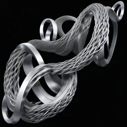 a looping object made of metal that flows like a Cuban chain connected to itself like a mobius strip