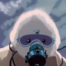 A Yeti with a gas mask