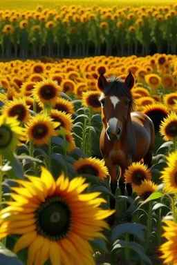 can you create a mini pony in a field of sunflowers