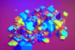 3D colorful geometric installation, simplistic, studio lighting, C4D, 16k, Behance, Artstation, centered, top down camera, vibrant