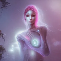 Pleiadian beautiful alien girl ultra-realistic, highly detailed, masterpiece, delicate detailed, sharp focus, insanely detailed, fantasy art, intricate detailed, elegant, fog, Special Lighting, Vibrant, color Scheme, forest, unreal engine 5, trending on artstation