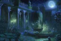 Night in the garden of the palace of good and evil