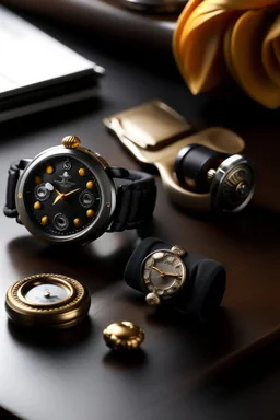 Experiment with imagery that pairs the Monarch watch with complementary items such as elegant cufflinks, silk scarves, or other accessories, emphasizing its versatility and style.