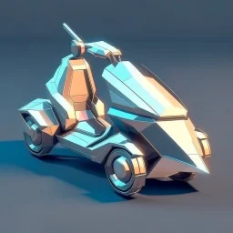 lowpoly shiny metallic spaceship scooter