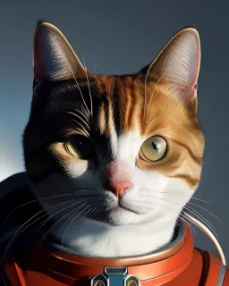 portrait rocket astronaut cat, cyberpunk, sci fi, symmetry