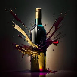 Artistic abstract wine bottle shot with bullet