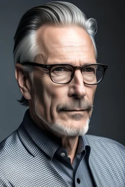 middle aged man gray hair slicked back glasses