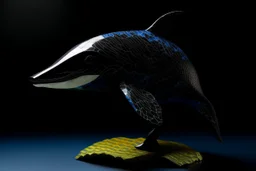 A black shadow elemental orca whale designed in Japanese origami painted by Vincent van Gogh