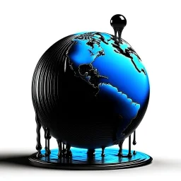 realistic globe with waterfall black and blue color