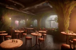 Immersive​ fantasy elven cafe with beautiful flower