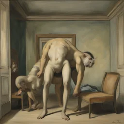 a chimera in a subliminal room, a chimera in a subliminal room, depicted by balthus