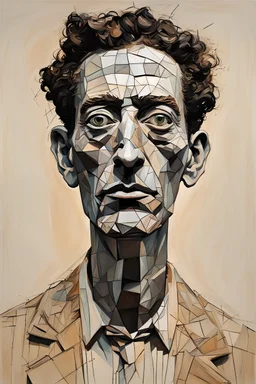 face in the mixed style of Alberto giacometti, Egon schiele, Lucian Freud