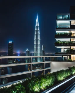 top floor of skyscrapper in moder city at night sky,luxury room ,city scape at backgrownd