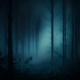 fog in the forest at night