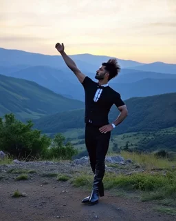 azeri male with traditional dance clothing with tight long boots
