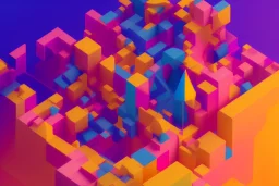 3D colorful geometric installation, simplistic, studio lighting, C4D, 16k, Behance, Artstation, centered, top down camera, vibrant