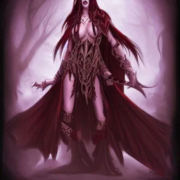 Dark Elf half-vampire lady named "Illsharess Aranae", Matron of Lloth and a Cleric of Death