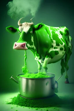 green cow cooking
