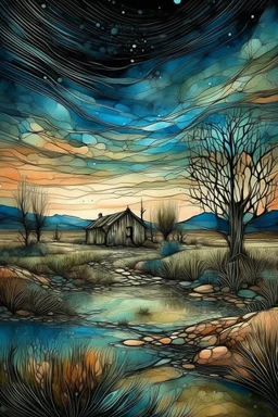 The place where the Dream and its followers live. A reflection of the sky. Watercolor, new year, fine drawing, beautiful landscape, pixel graphics, lots of details, delicate sensuality, realistic, high quality, work of art, hyperdetalization, professional, filigree, hazy haze, hyperrealism, professional, transparent, delicate pastel tones, back lighting, contrast, fantastic, nature+space, Milky Way, fabulous, unreal, translucent, glowing