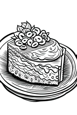 DRAW TO COLORING OF CHEESECAKE, CARTOON STYLE, LOW DETAILS, THICK LINES, NO SHADING, NO COLOR