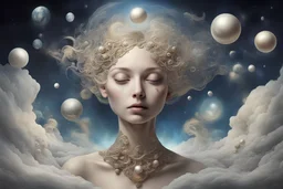 The realm of wisdom, a story to be discerned. Because she is Sophia, in the embrace of art, Knowledge seekers in the cosmic chase of life. A combination of elements, surreal yet clear, I impart truths to those who approach. In her surrealist art, the world unfolds, Whispering wisdom, eternal pearl.