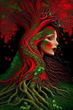 the green-eyed lady, mother nature herself bent down to kiss the earth and blessed it with new life, she grew roots and became a magnificent tree with crimson foliage