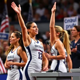 Female athletes in a political debate.
