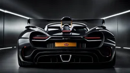 Super Evil Bugatti merged Hyper Sport, desktop wallpaper, 4K, Cinematic, rear view