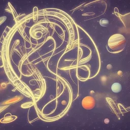 music notes in space, pretty