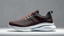 a very design sports shoe made from nano-tech fabric, the entire shoe is made of fabric on a blank background, vonoroi style