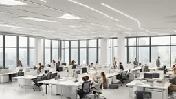 Certainly, here is a more detailed description of the ideal image for the article about "Successful Recruitment Strategies in the Business World" in English: The image features a well-lit, modern office space with large windows that provide ample natural light. The room is filled with a diverse group of employees who are engaged in various activities that reflect a dynamic work environment. In the foreground, a conference table is visible, where a team of professionals is gathered for a recruit