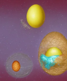 Cosmic being hatching from an egg