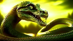 huge angry green anaconda and fierce dragon confrontational, intricately detailed faces, professional photography, a breathtaking background, natural environment, cinematic side light, medium shot on DSLR 64 megapixels sharp focus, canon lens, realistic, concept art, 16k resolution