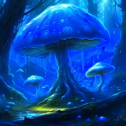 mushroom, fantastic, Cordyceps, giant, van gogh, translucent, concept art, alien, blue