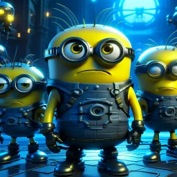 In a big cyber city cross cyber punk minions from despicable minions