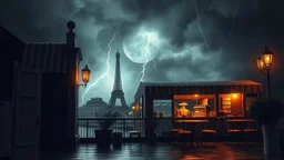 french cafe. Stormy. Supernatural.