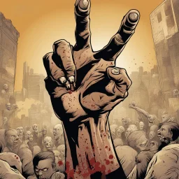 zombie hand pointing, comic book, illustration, fist,