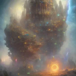 A hyperdetailed 16k resolution portal sealed by magical runes. by Huang Guangjian, Josephine Wall, Scott Naismith, epic. Fantasy, crisp, cinematic, meticulously composed