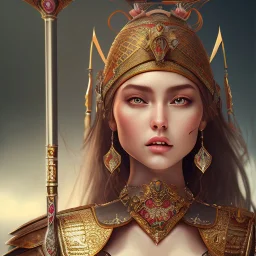 portrait of a warrior with ottoman beautiful girl themed armour, extremely detailed, UHD, 8k,The close-up camera effect,sharp focus, perfect position,hyperphotorealistic, unreal engine 5, octane render