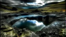 HDR digital photograph on a weird alien planet. You are currently in an area of slate ice & glaciers. It is not raining. Nearby you notice a hole or hollow.You are currently in an area of slate ice & glaciers. It is not raining. Nearby you notice a hole or hollow... it's a casual photo.
