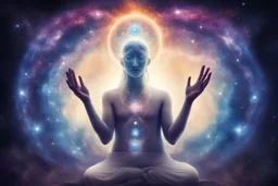 kundalini, connected to the universe, galaxy, soul holding universes in few hands