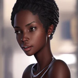 beautiful transparent smooth realistic black girl, extremely sharp detail, finely tuned detail, ultra high definition, 8k, unreal engine 5, ultra sharp focus, accurate hands