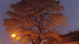 fall tree under Streetlight by Andrea del sarto