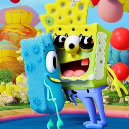 SPONGEBOB SQUAREPANTS KISSING SQUIDWARD IN 3D STYLE